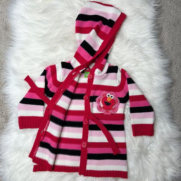 SESAME STREET Vintage Y2K Elmo Knit Cardigan Child Size 18M Girls Baby Toddler - Picture 3 of 6